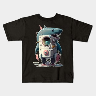 Fin Cycle Shark Cyborg Monster wash Kids T-Shirt